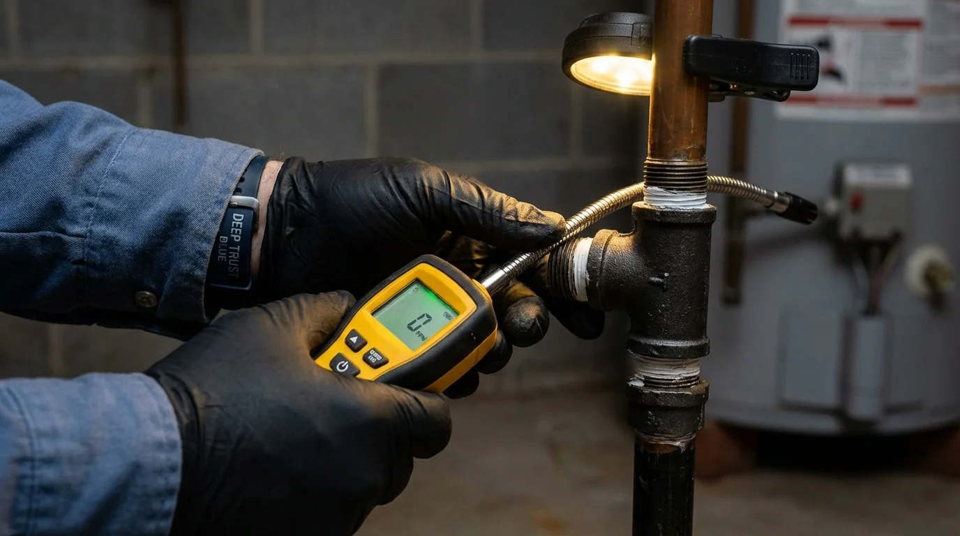 Gas leak detection with electronic sniffer by Johns Plumbing LLC in Forest Ranch
